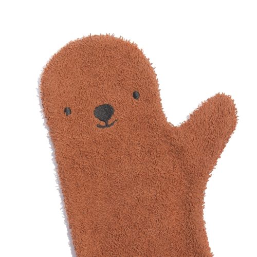 Bruine beer Shower glove