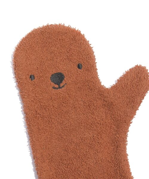 Bruine beer Shower glove