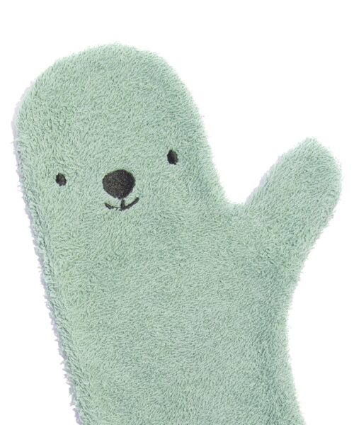 Groene beer Shower glove