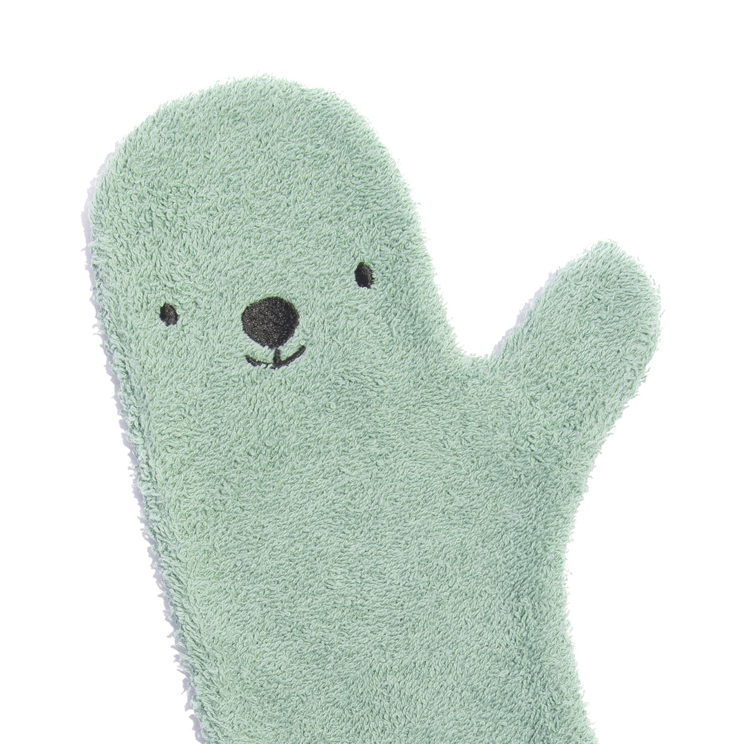 Groene beer Shower glove