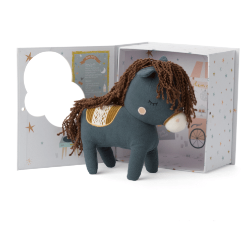 Horse in giftbox Blue – 20 cm