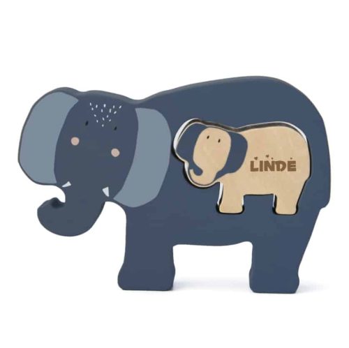 Houten puzzel met naam olifant