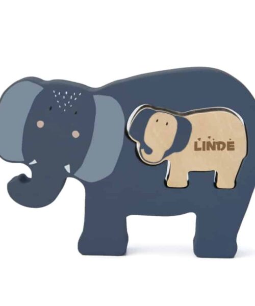 Houten puzzel met naam olifant