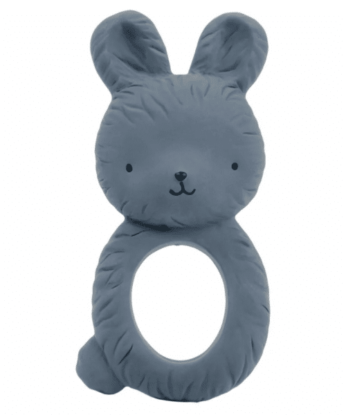 Bijtring: Konijntje - grijsblauw