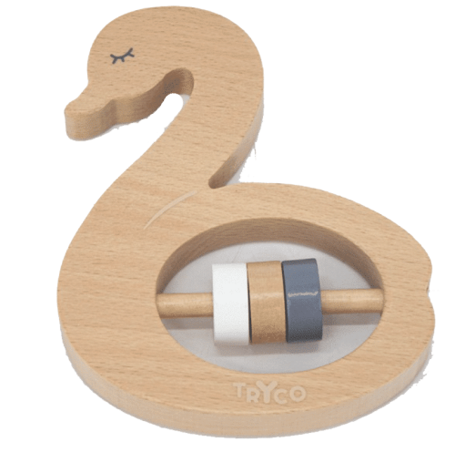 Houten rammelaar zwaan