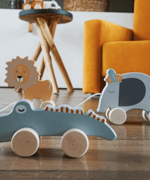 Houten trekdier met naam