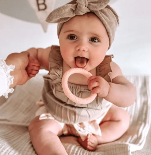 Siliconen bijtring Leaves - Strawberry