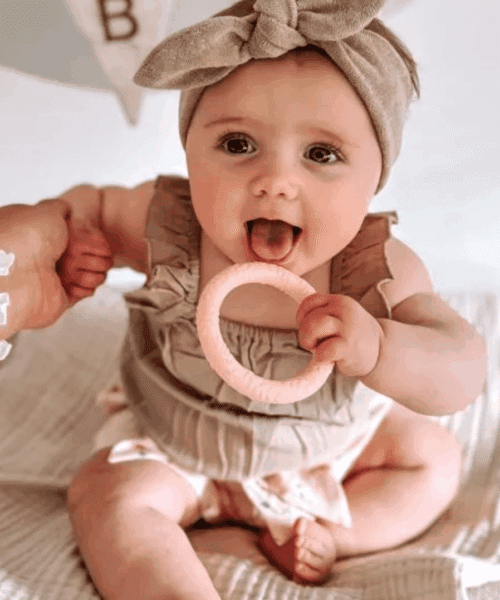 Siliconen bijtring Leaves - Strawberry