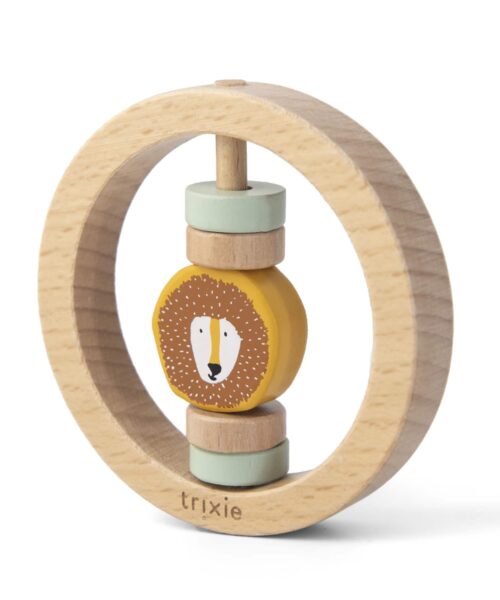 Houten ronde rammelaar - Mr. Lion