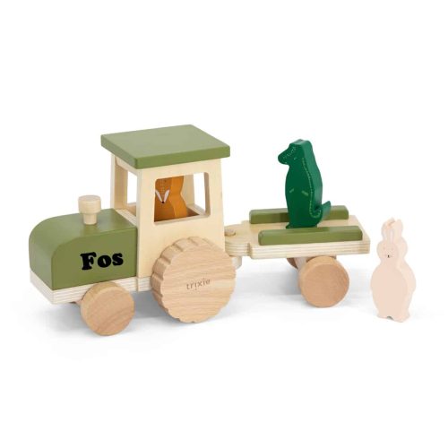 Houten Tractor met aanhangwagen