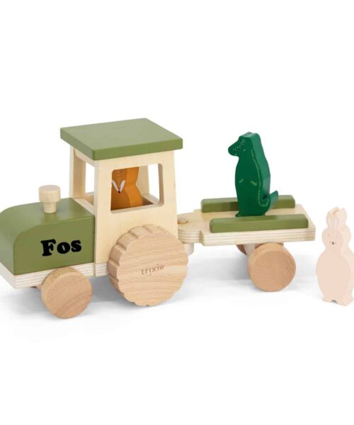 Houten Tractor met aanhangwagen