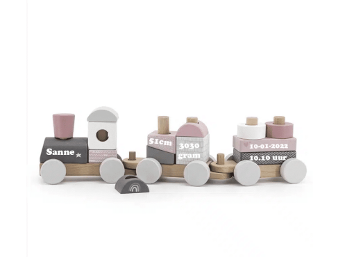 Houten blokkentrein Roze