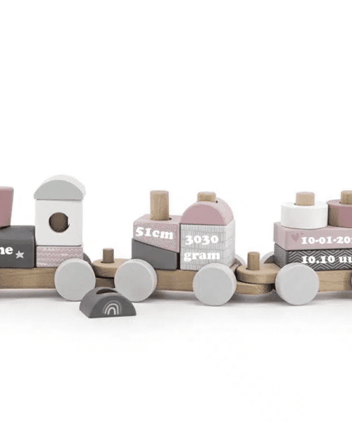 Houten blokkentrein Roze