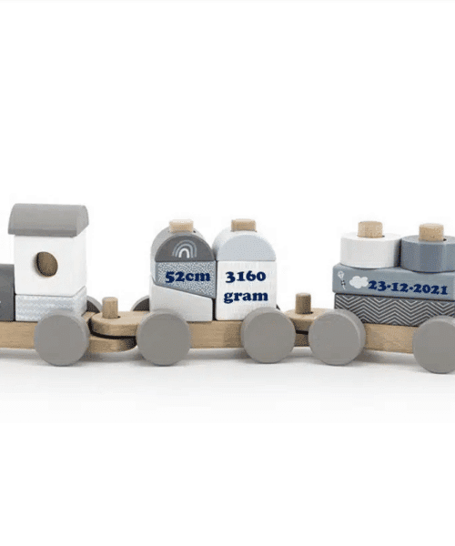 Houten blokkentrein blauw