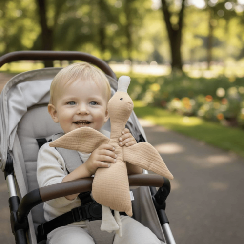 Knuffel Eend, stone green of cream