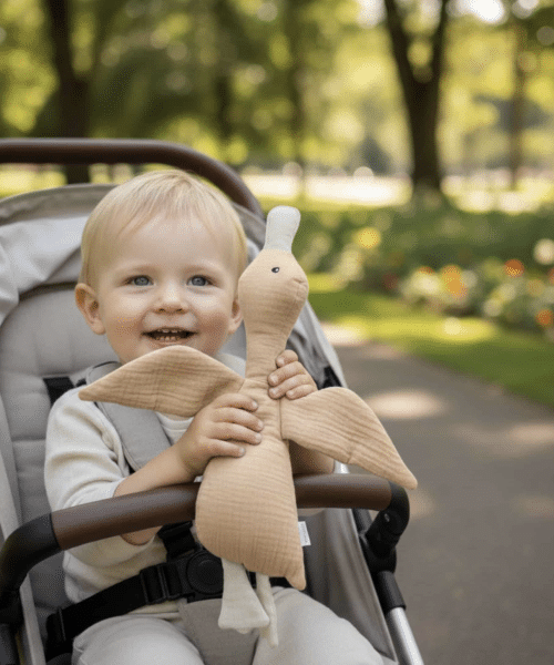 Knuffel Eend, stone green of cream